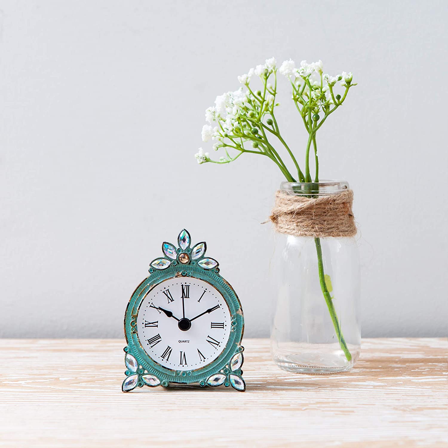 Vintage Pewter Quartz Table Clock - Nikky Home