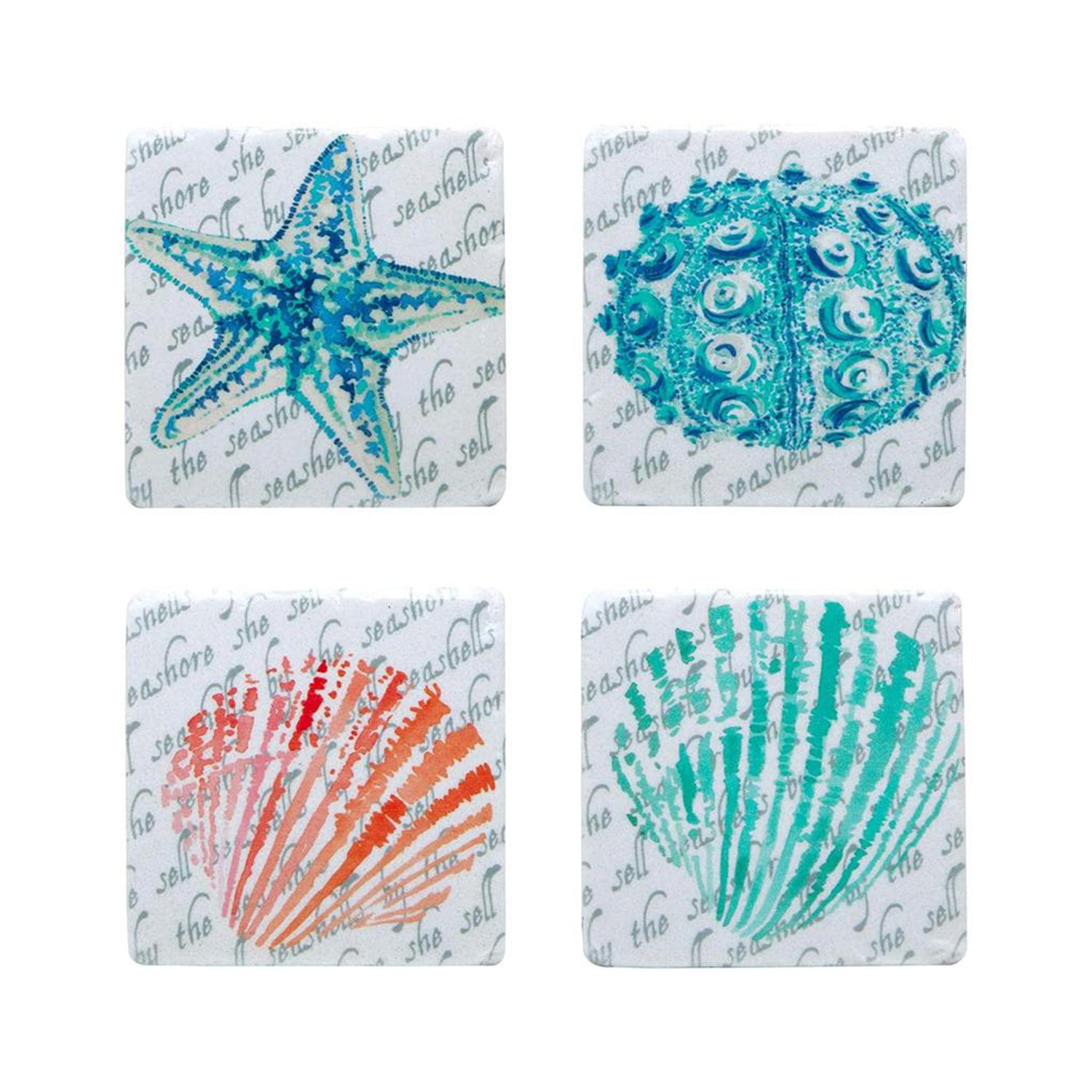 Beach theme Coasters With Seashell Images - Nikky Home