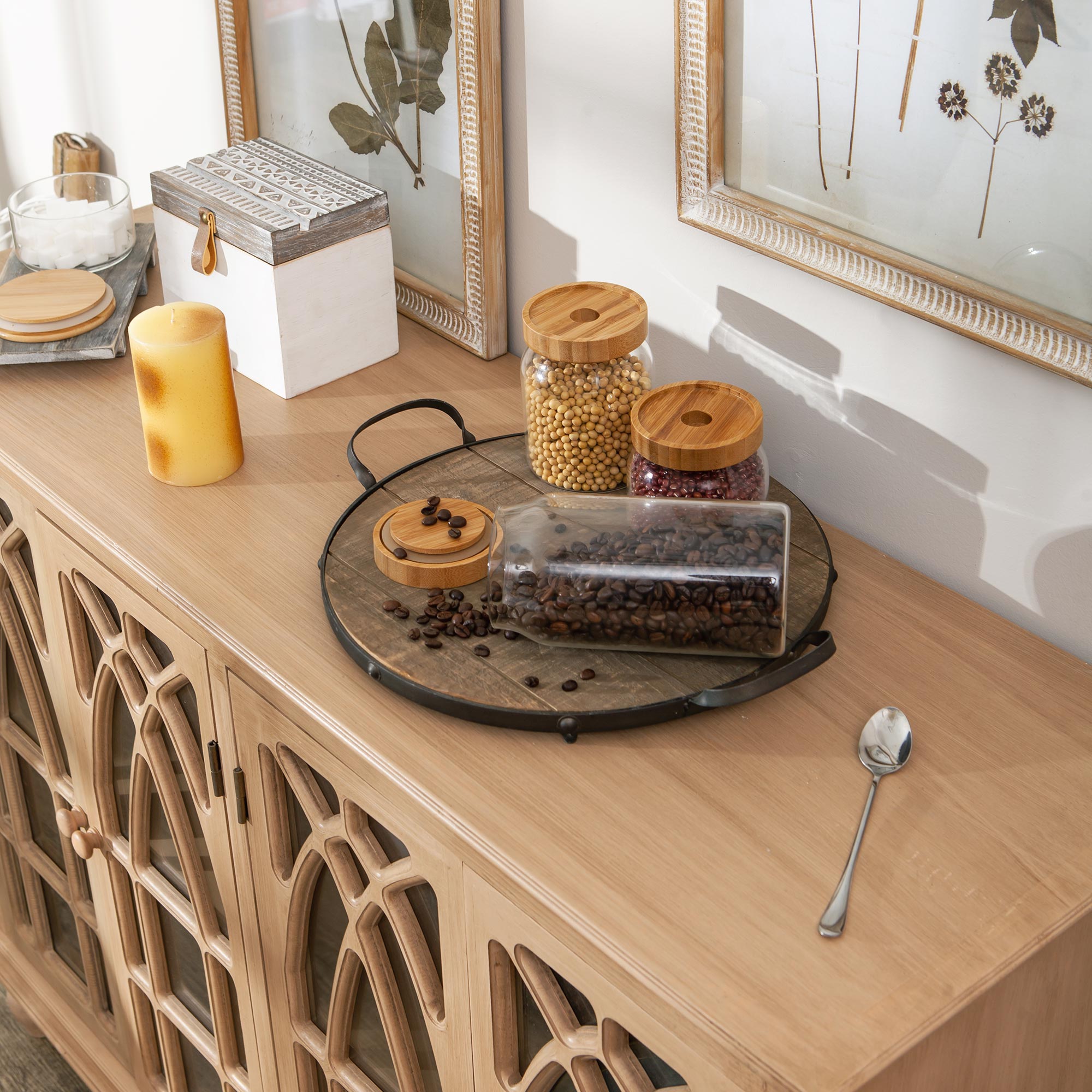 Repurposed Farmhouse Iron And Wood Serving Tray - Nikky Home